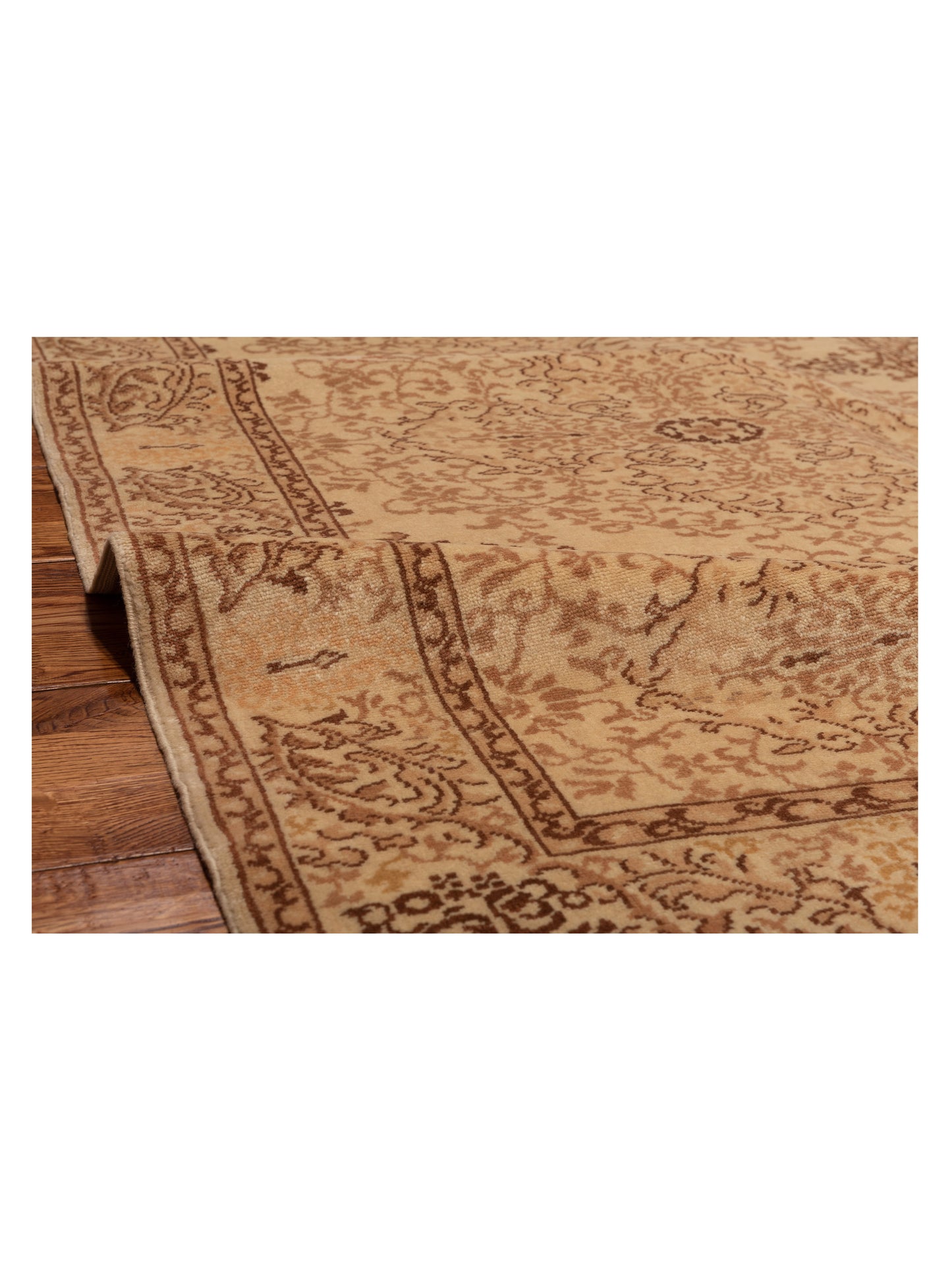 Pasha Antique Loom 117156 Beige Beige Transitional Hand Knotted Rug