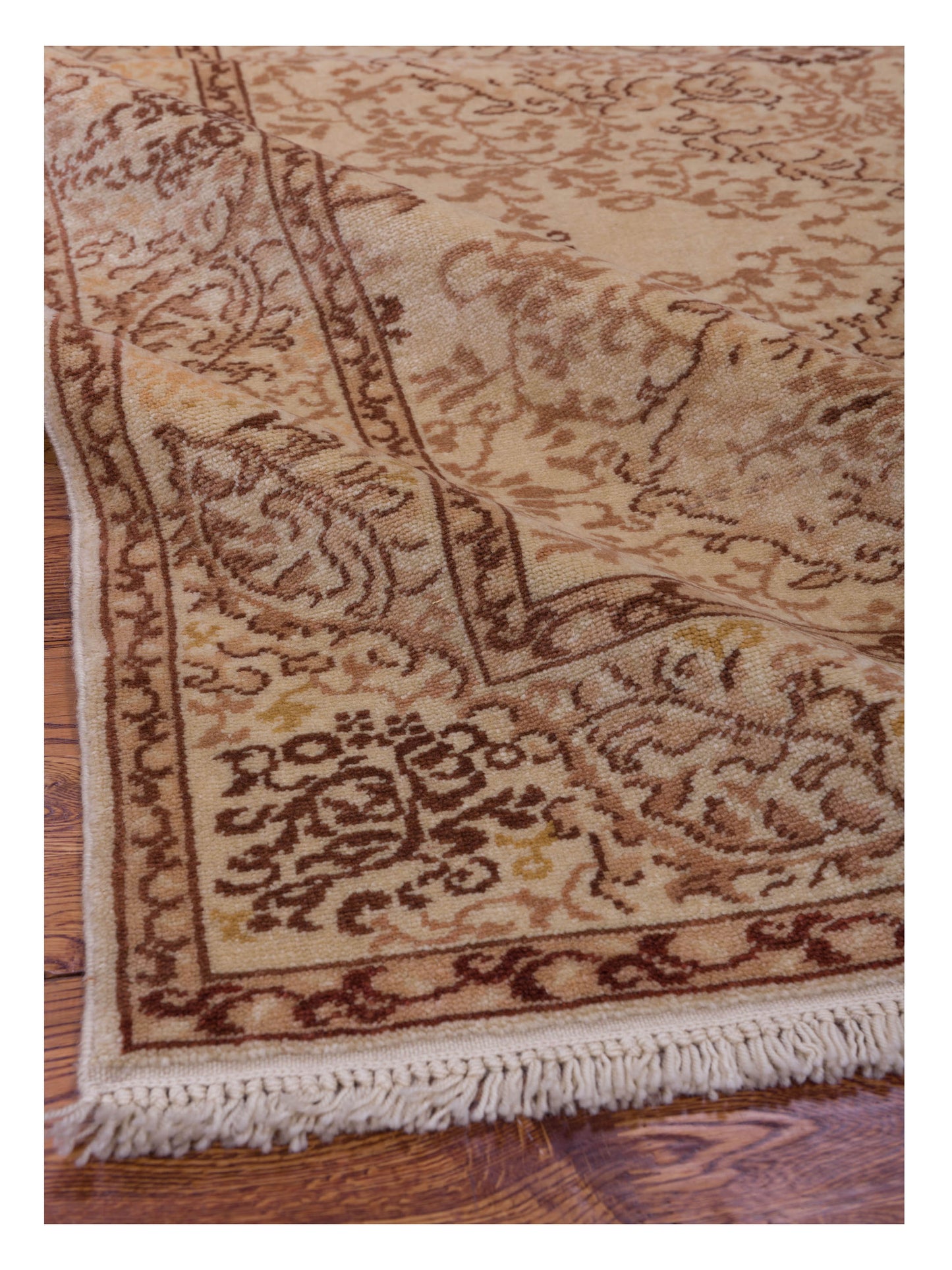 Pasha Antique Loom 117156 Beige Beige Transitional Hand Knotted Rug