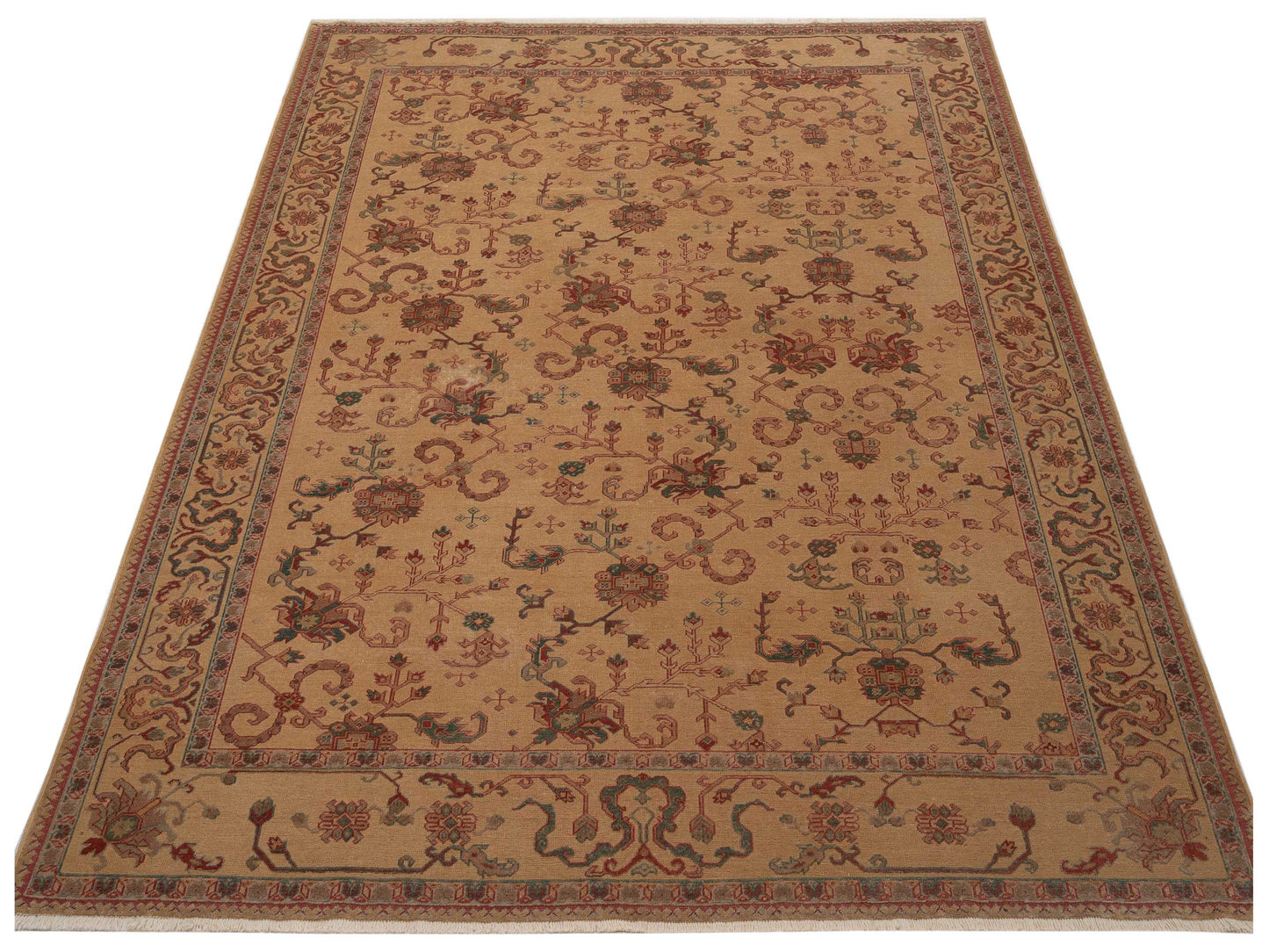 Pasha Antique Loom 117159 Gold Gold Transitional Hand Knotted Rug