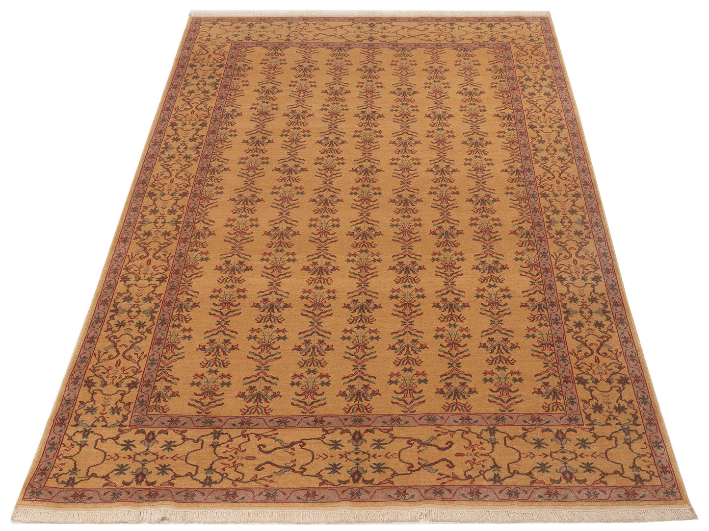 Pasha Antique Loom 117160 Gold Gold Transitional Hand Knotted Rug