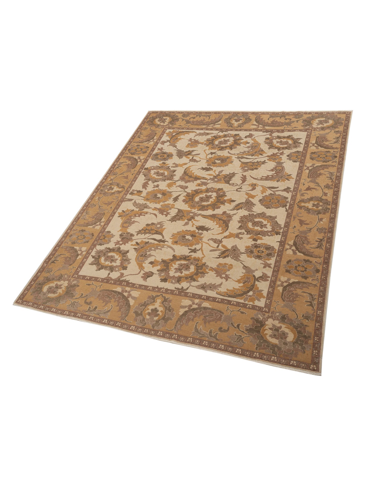 Pasha Antique Loom 117169 Ivory Gold Transitional Hand Knotted Rug