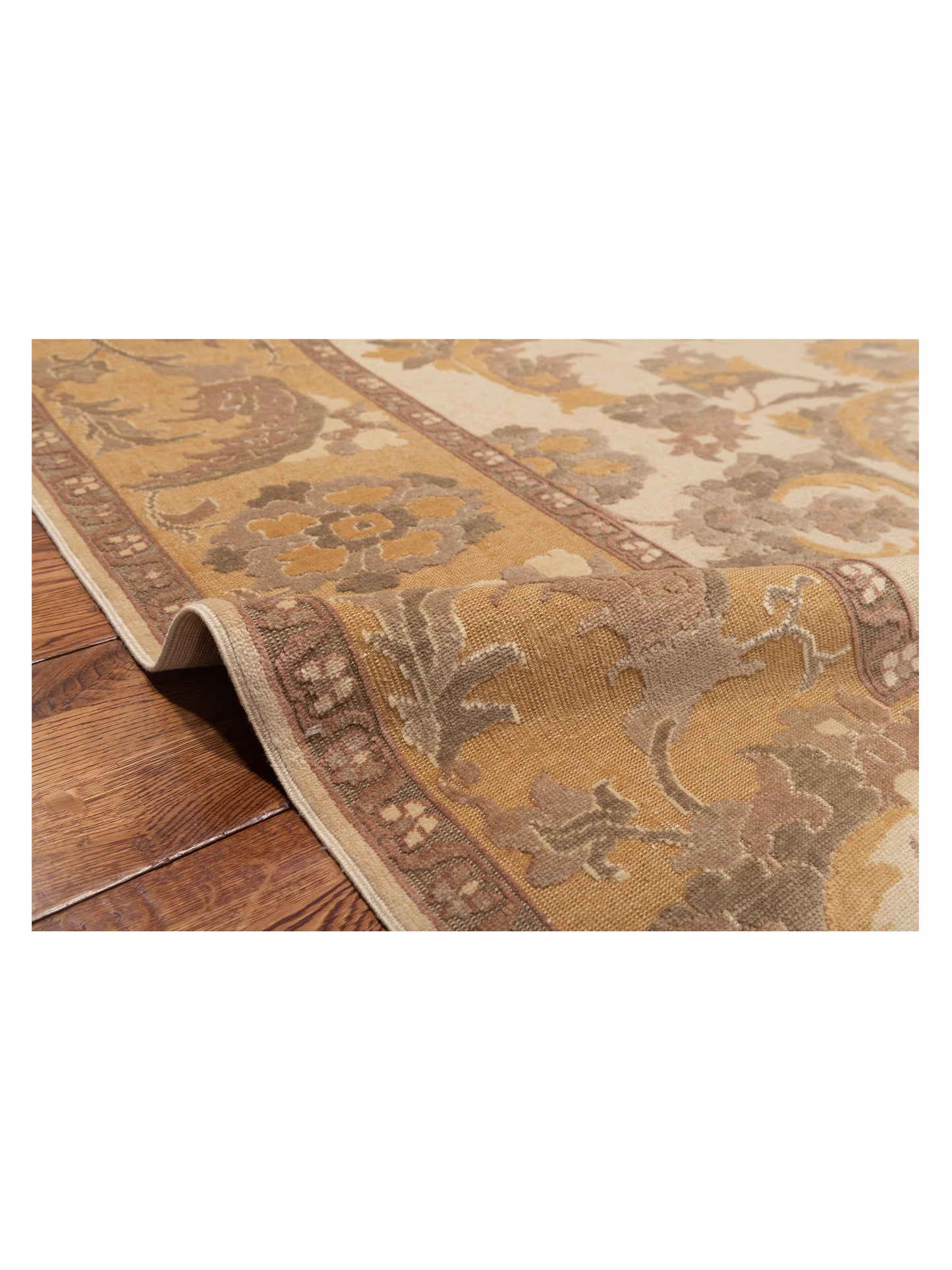 Pasha Antique Loom 117169 Ivory Gold Transitional Hand Knotted Rug