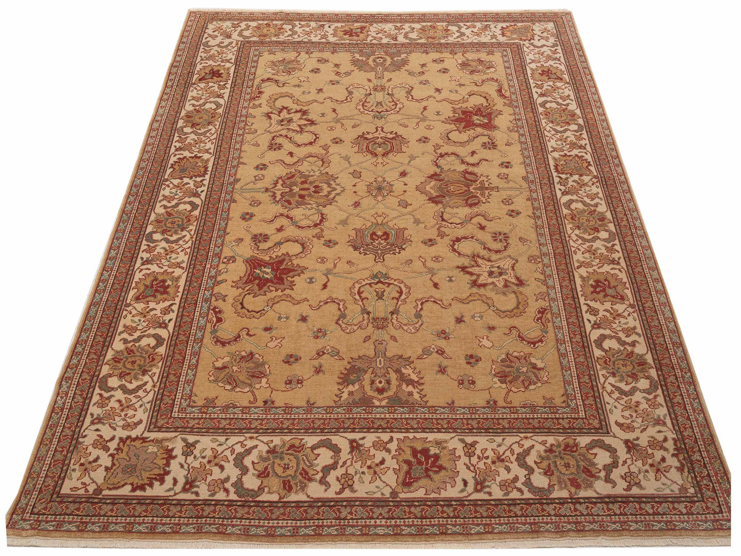 Pasha Antique Loom 117180 Gold Ivory Transitional Hand Knotted Rug