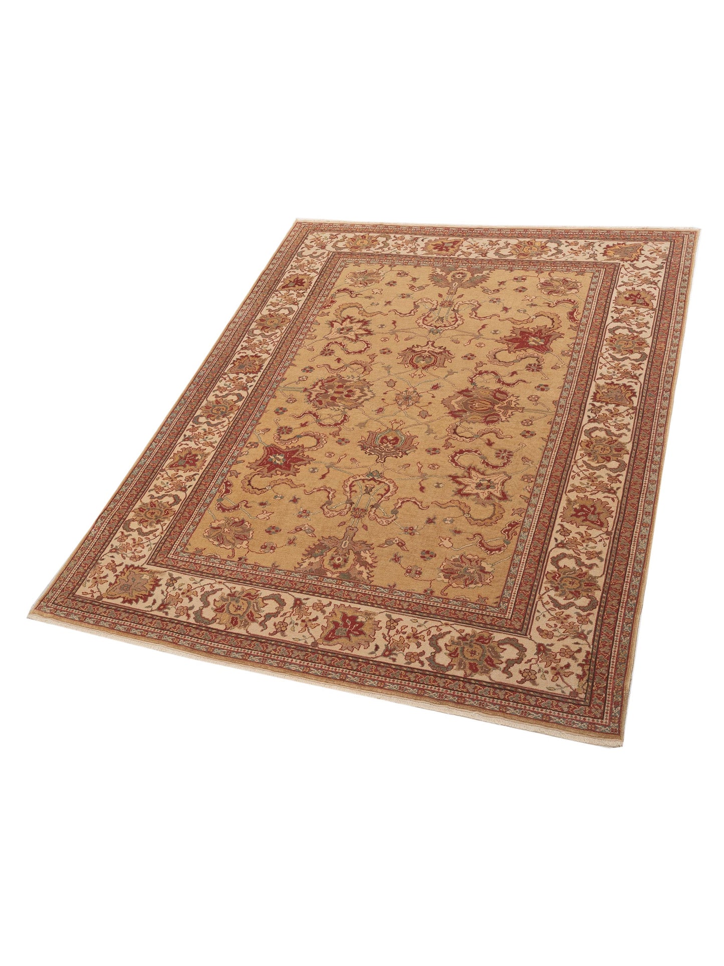 Pasha Antique Loom 117180 Gold Ivory Transitional Hand Knotted Rug