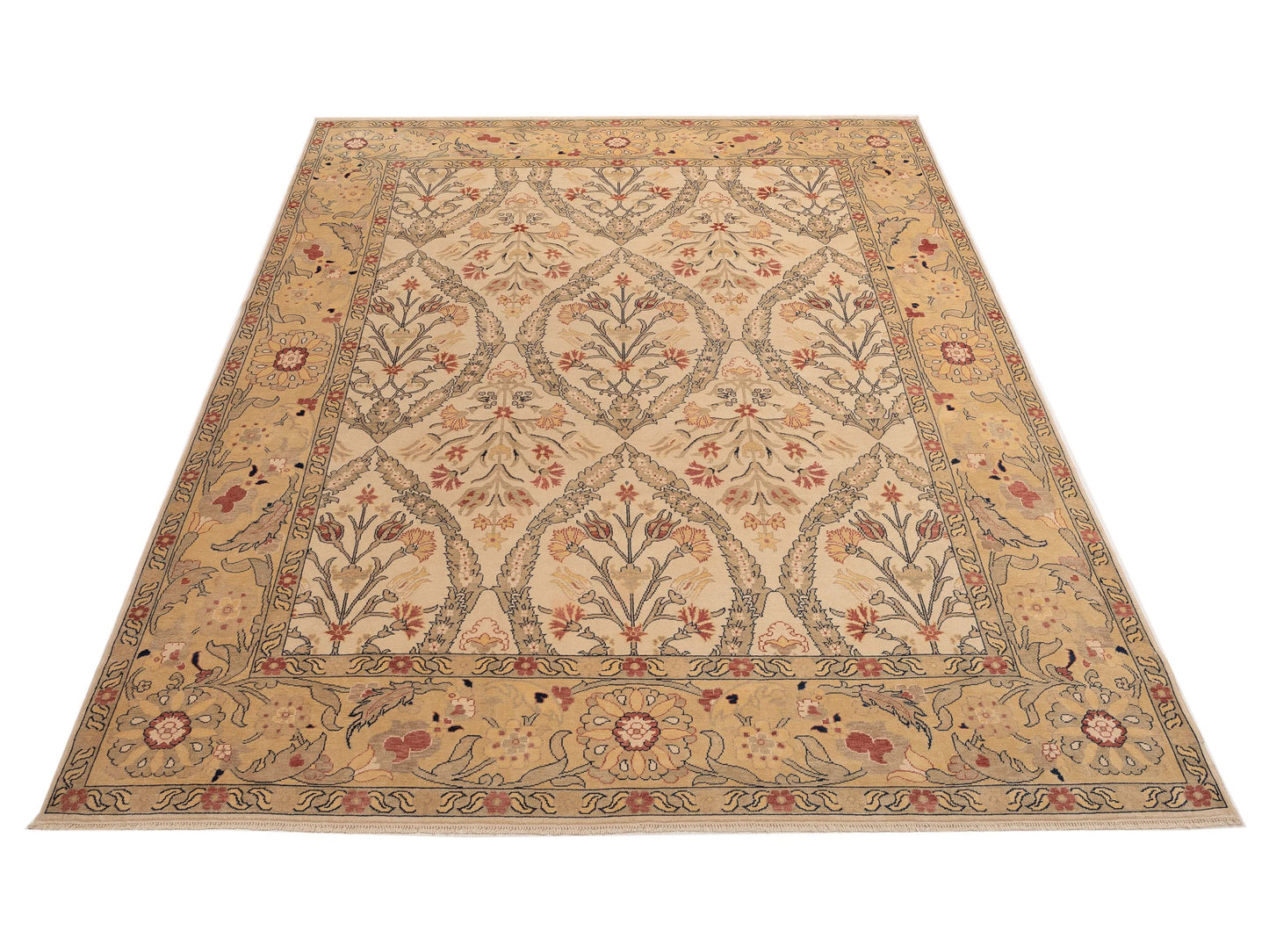 Pasha Antique Loom 117185 Ivory Gold Transitional Hand Knotted Rug