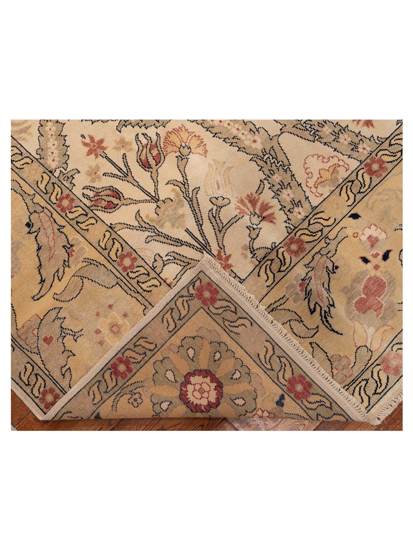 Pasha Antique Loom 117185 Ivory Gold Transitional Hand Knotted Rug