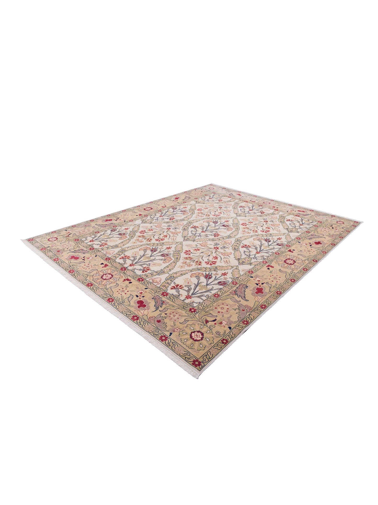 Pasha Antique Loom 117185 Ivory Gold Transitional Hand Knotted Rug