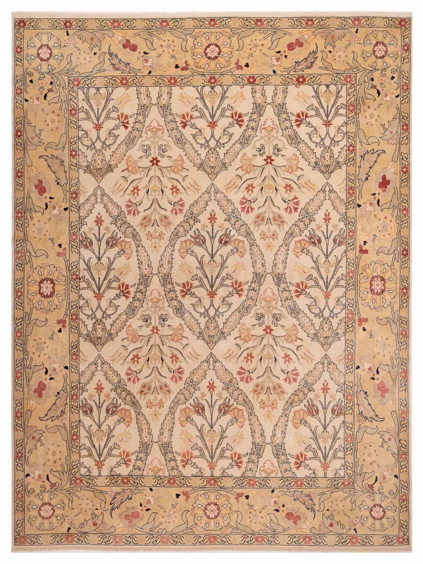 Pasha Antique Loom 117185 Ivory Transitional Hand Knotted Rug