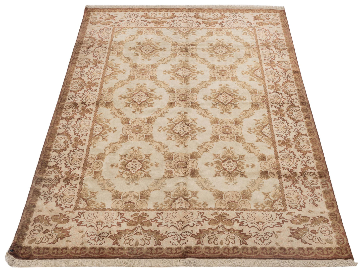 Pasha Antique Loom 117193 Ivory Beige Transitional Hand Knotted Rug