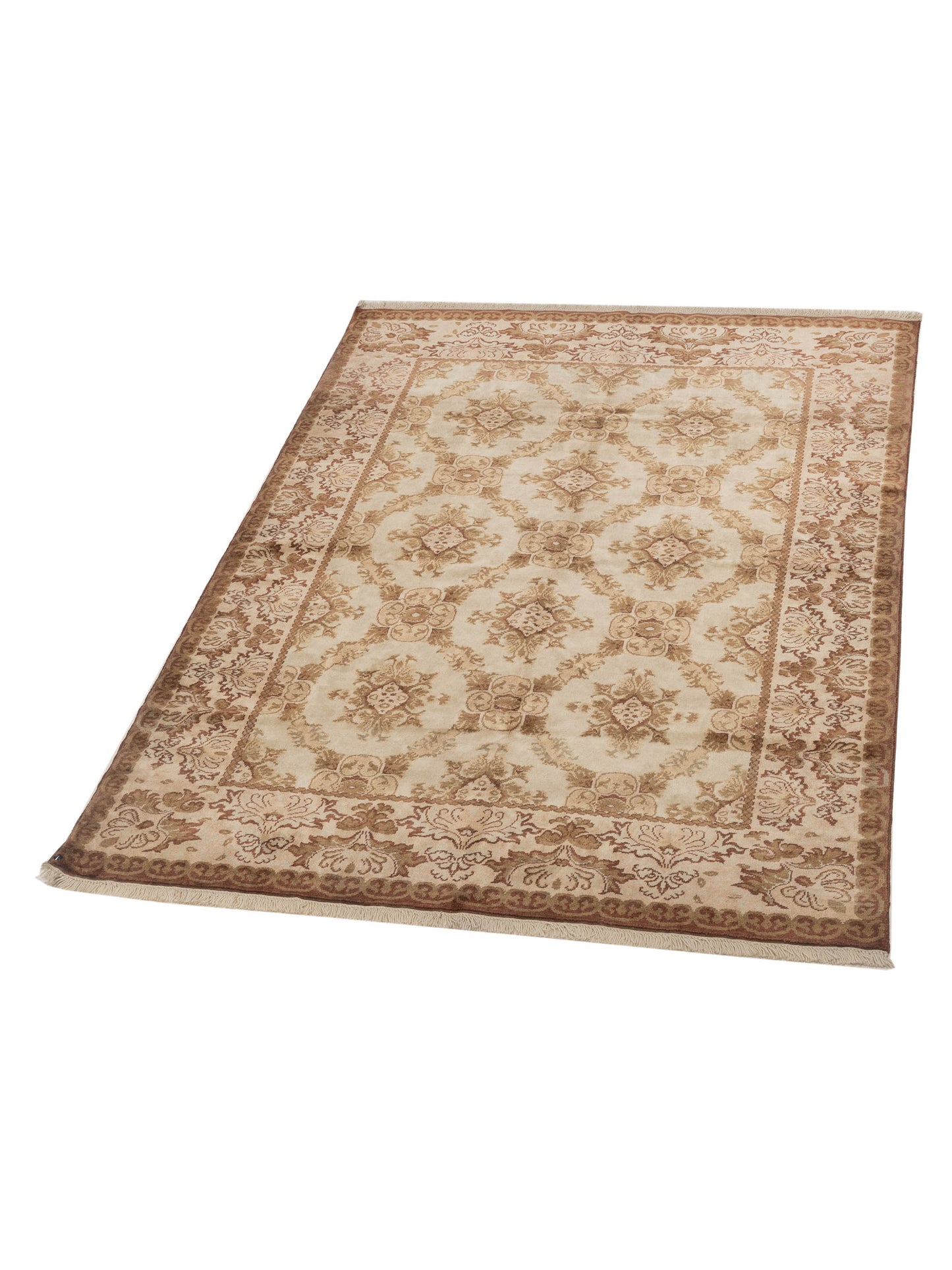 Pasha Antique Loom 117193 Ivory Beige Transitional Hand Knotted Rug