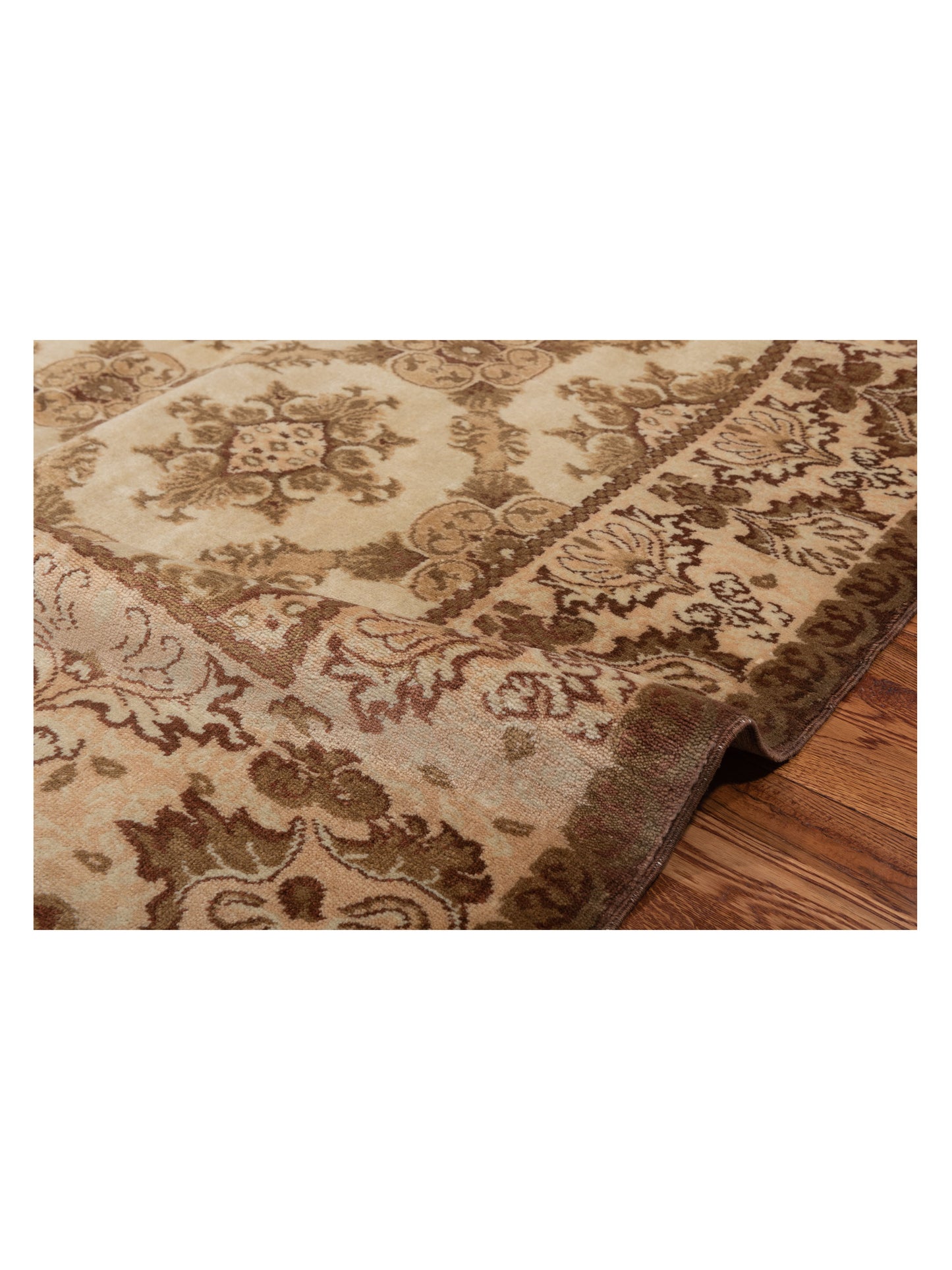 Pasha Antique Loom 117193 Ivory Beige Transitional Hand Knotted Rug