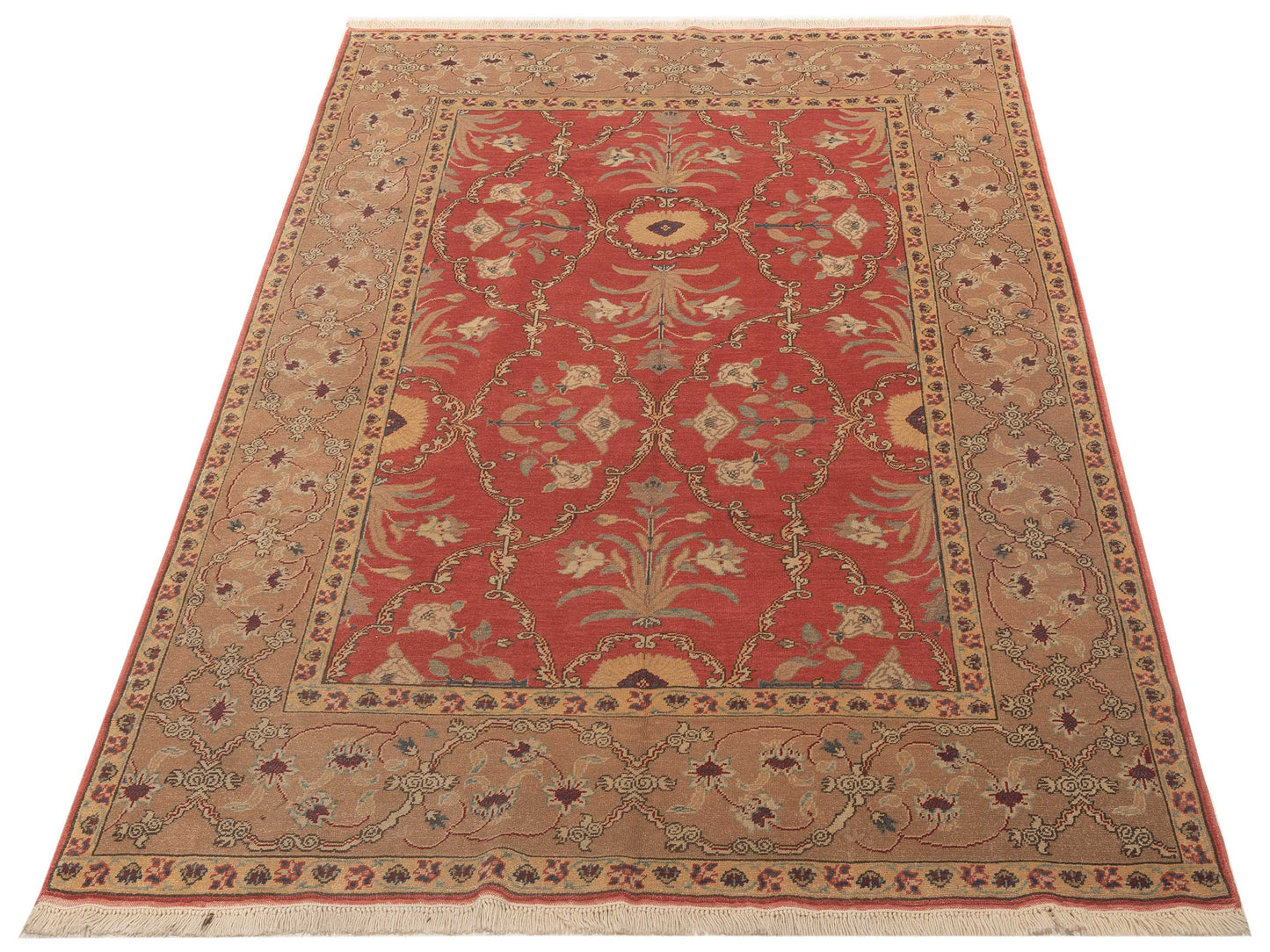 Pasha Antique Loom 117194 Rust Brown Transitional Hand Knotted Rug