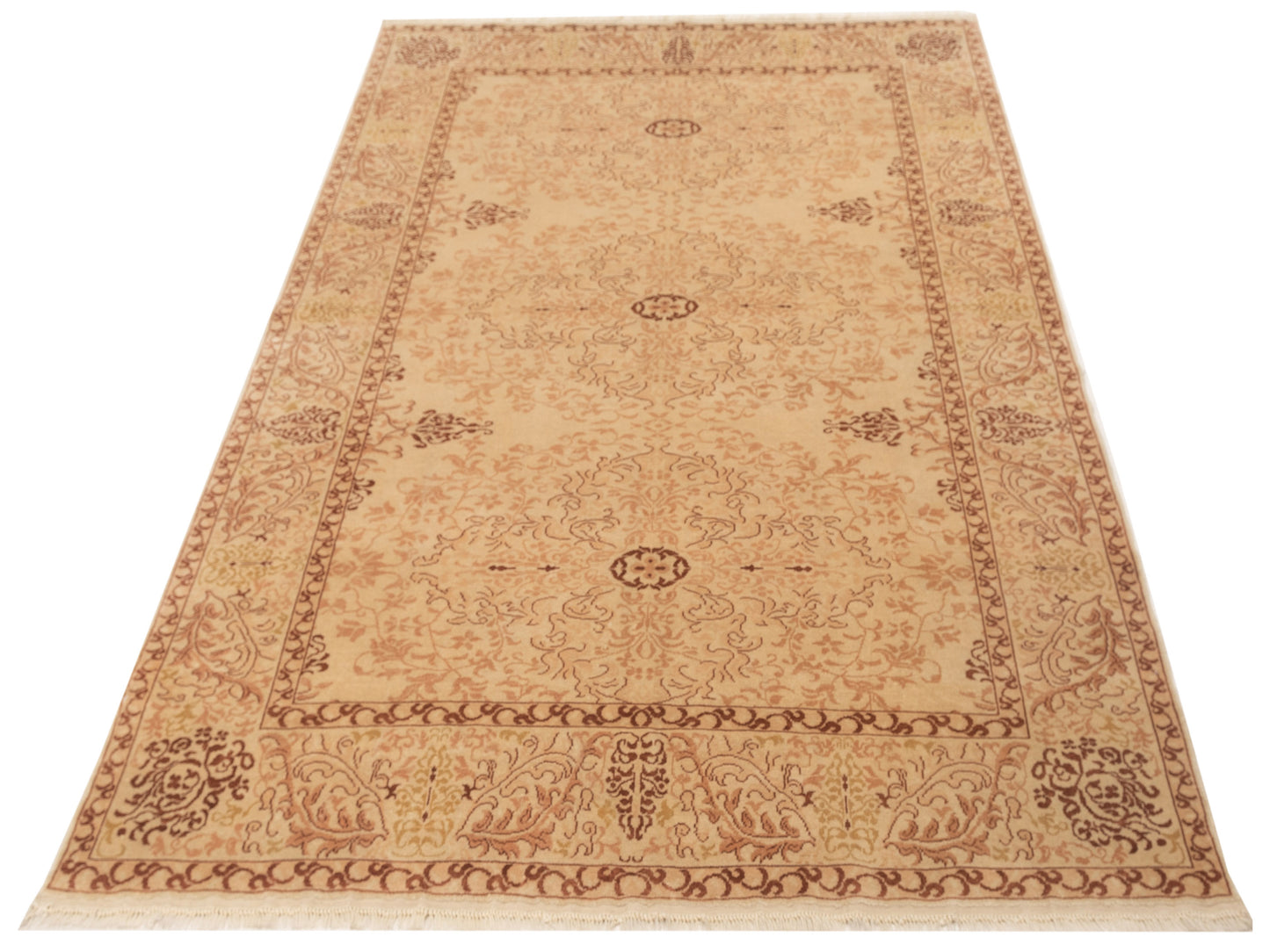 Pasha Antique Loom 117198 Beige Beige Transitional Hand Knotted Rug