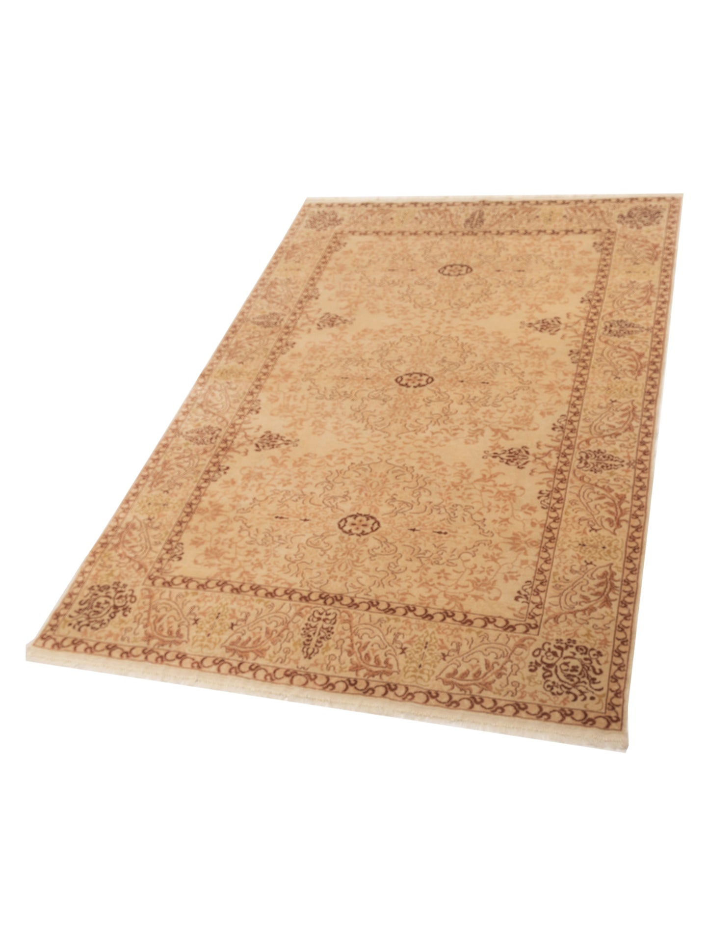 Pasha Antique Loom 117198 Beige Beige Transitional Hand Knotted Rug