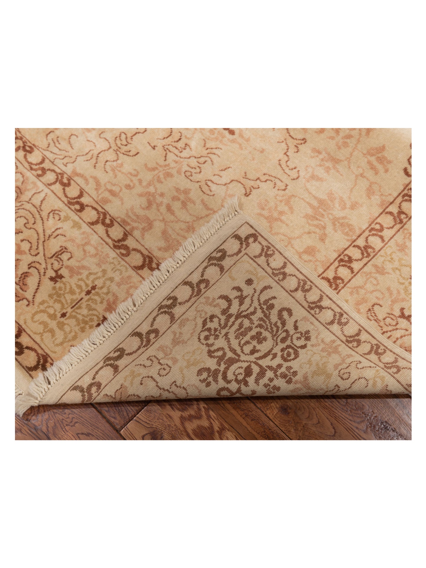 Pasha Antique Loom 117198 Beige Beige Transitional Hand Knotted Rug