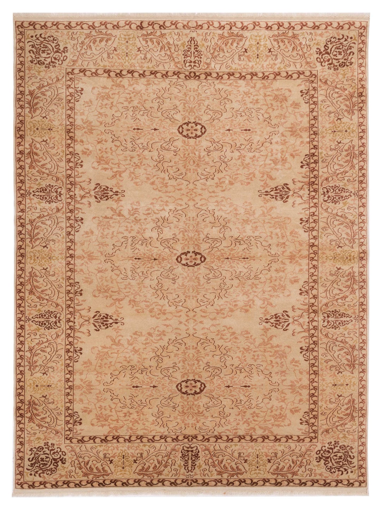 Pasha Antique Loom 117198 Beige Transitional Hand Knotted Rug