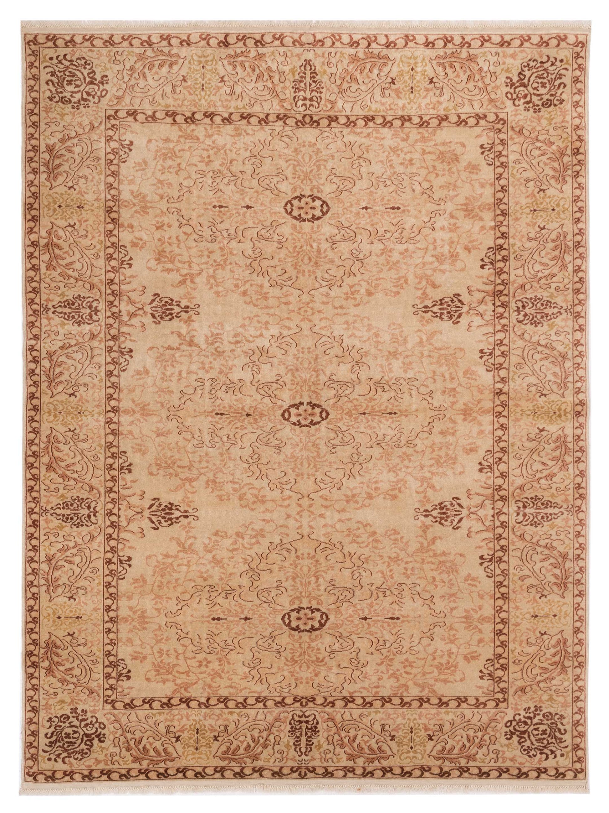 Pasha Antique Loom 117198 Beige Transitional Hand Knotted Rug