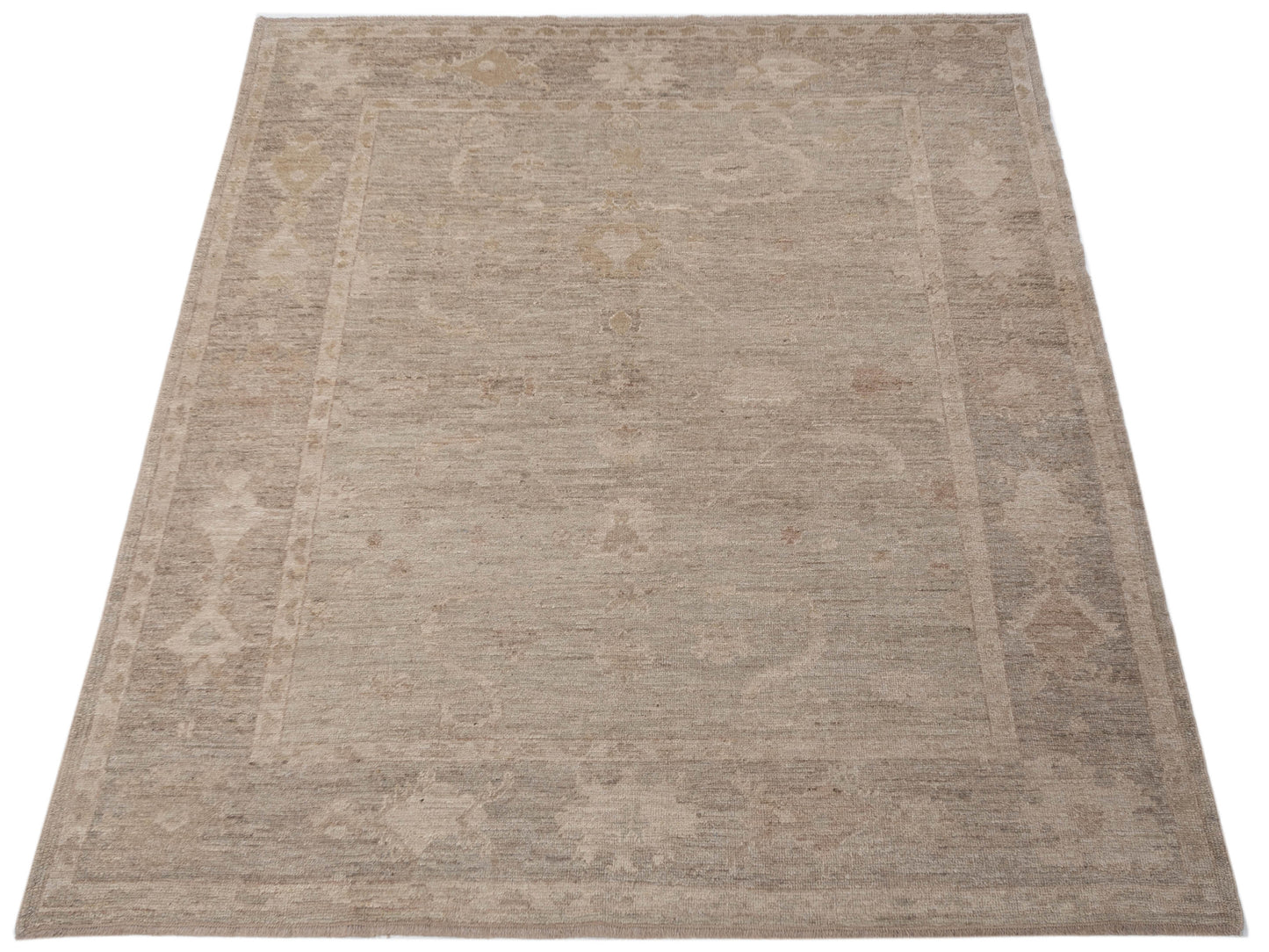 Authentic Angora Oushak Bade Gray Gray Traditional Hand Knotted Rug