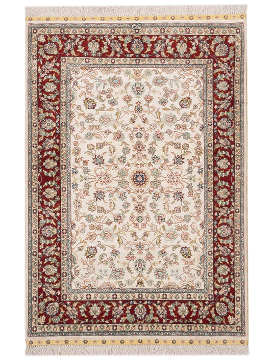 Pasha Pure Silk 118105 Ivory Transitional Hand Knotted Rug