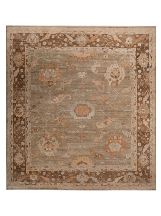 Authentic Angora Oushak Muge Green Traditional Hand Knotted Rug