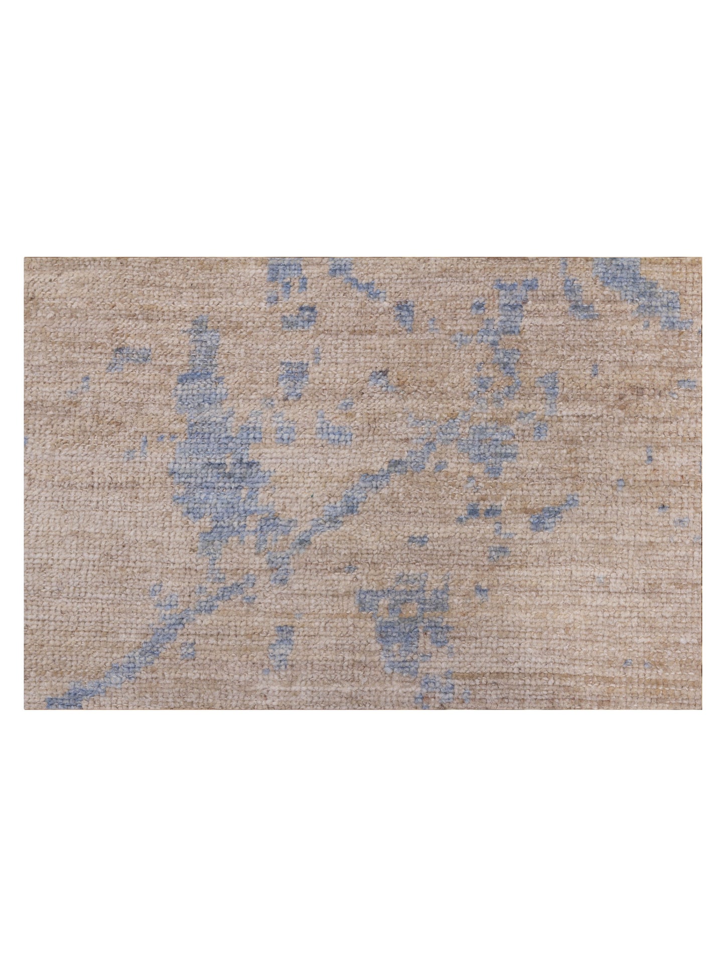 Authentic Angora Oushak Halem Beige Blue Traditional Hand Knotted Rug