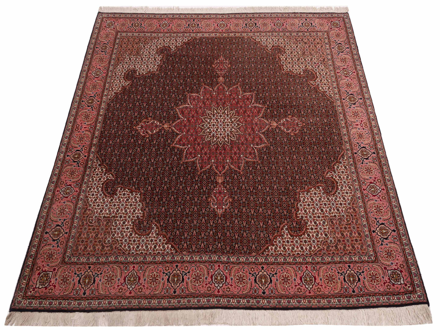 Pasha Fine Tabriz 118718 Black Pink Traditional Hand Knotted Rug