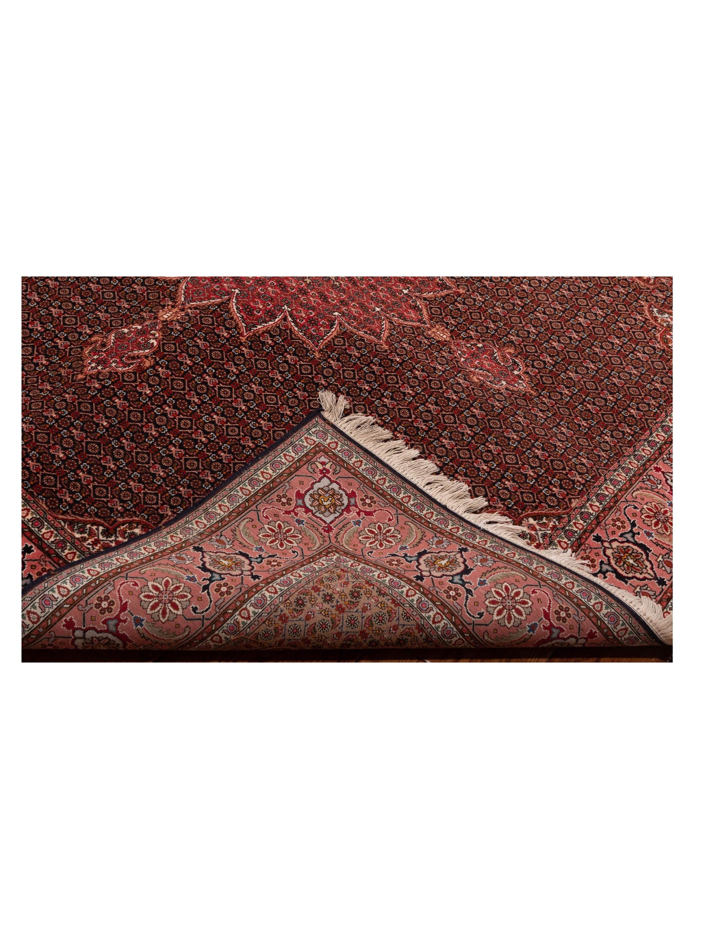 Pasha Fine Tabriz 118718 Black Pink Traditional Hand Knotted Rug