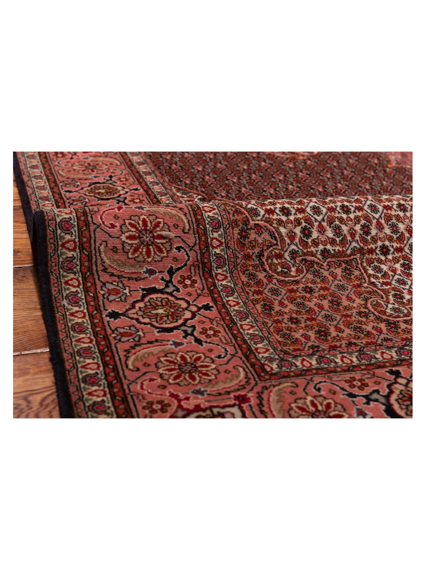 Pasha Fine Tabriz 118718 Black Pink Traditional Hand Knotted Rug