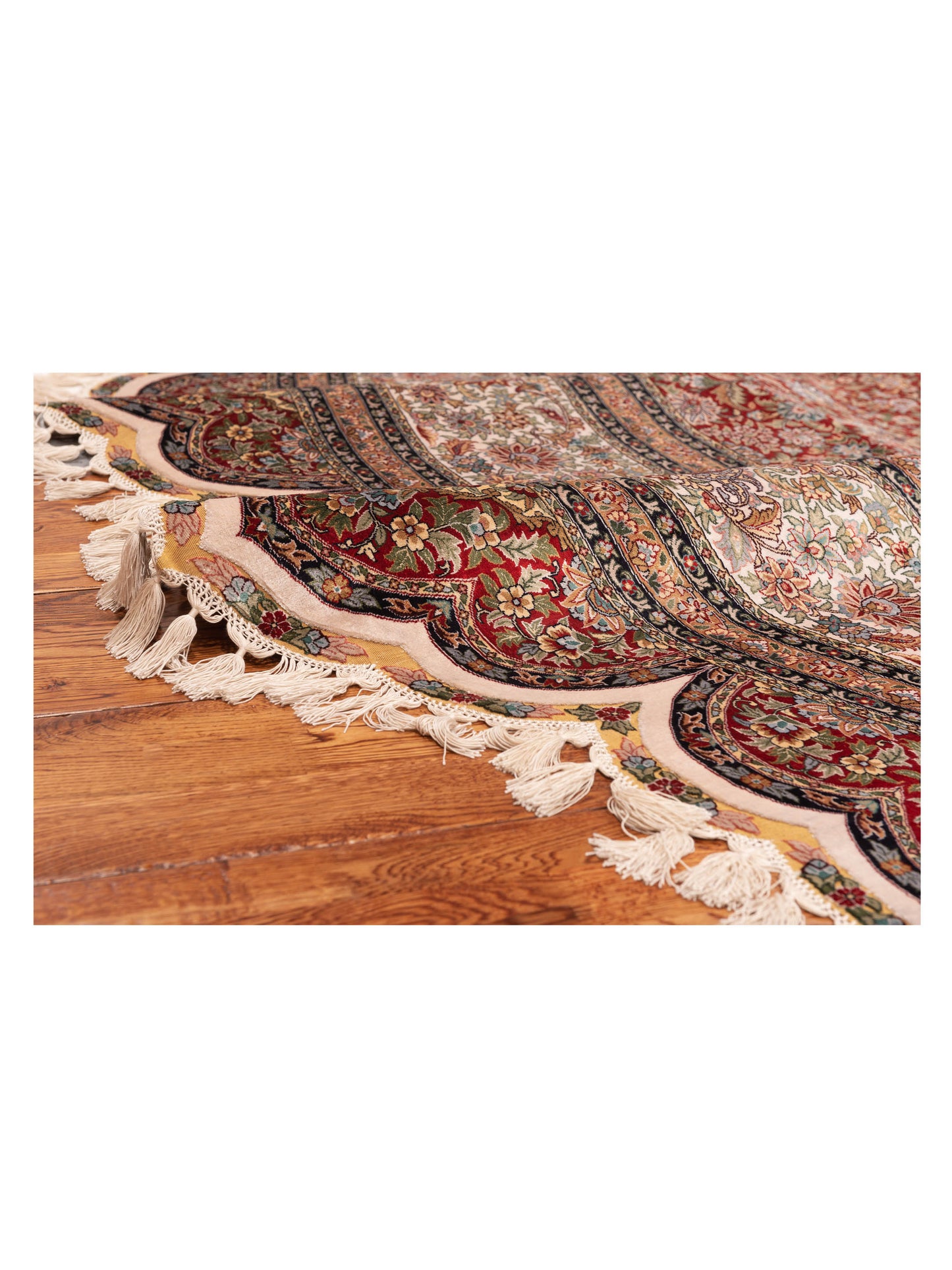 Pasha Pure Silk 119272 Red Ivory Traditional Hand Knotted Rug