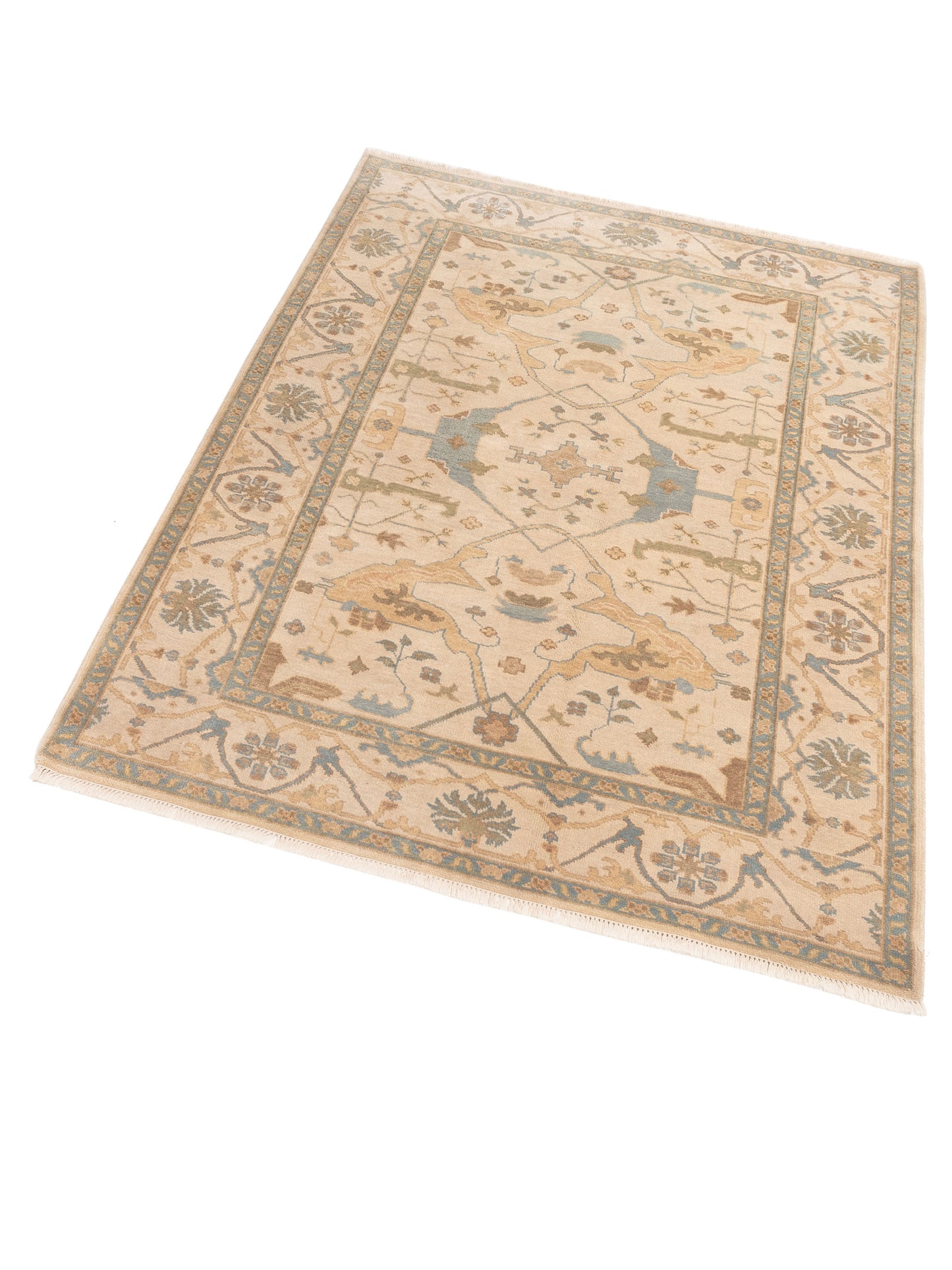 Rajpur Oushak Shah 119526 Ivory Ivory Traditional Hand Knotted Rug