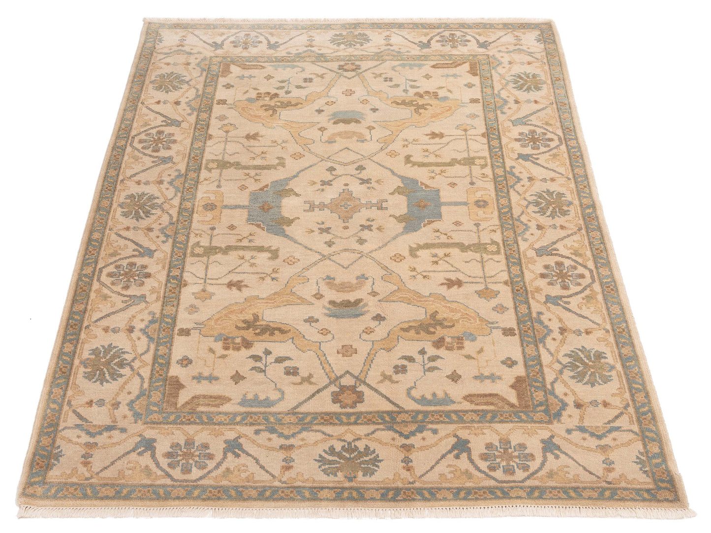 Rajpur Oushak Shah 119526 Ivory Ivory Traditional Hand Knotted Rug