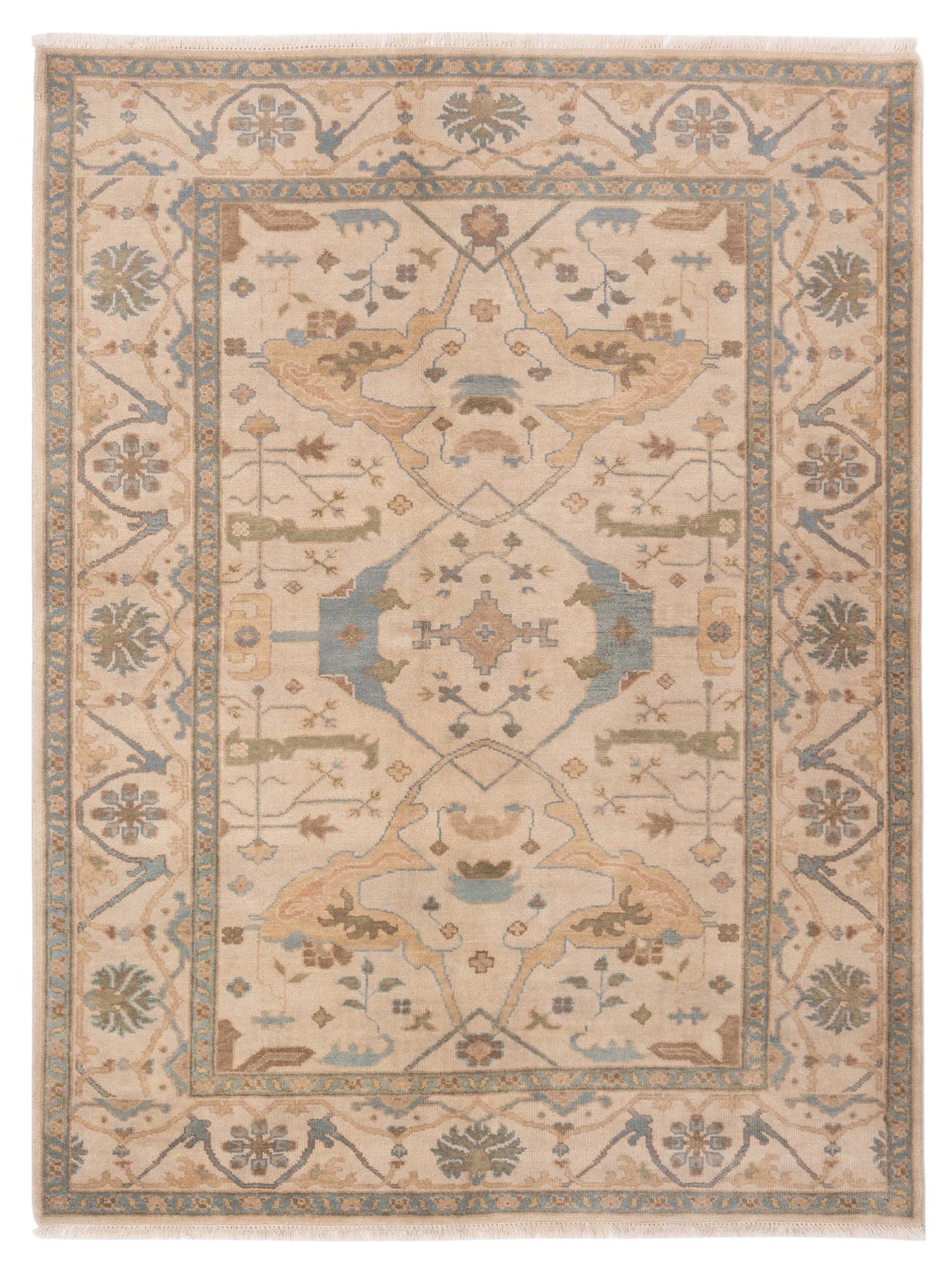 Rajpur Oushak Shah 119526 Ivory Traditional Hand Knotted Rug