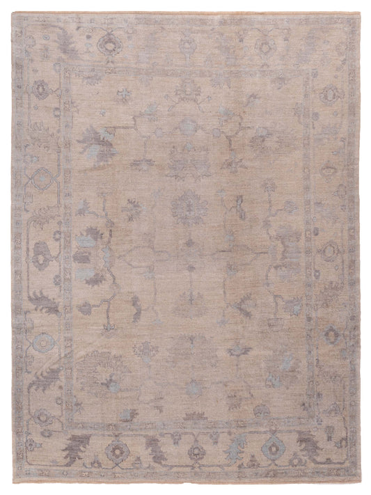 Authentic Angora Oushak Sezen Beige Traditional Hand Knotted Rug