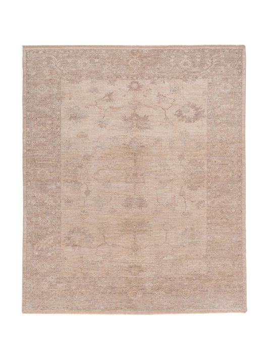 Authentic Angora Oushak Sezen Beige Traditional Hand Knotted Rug