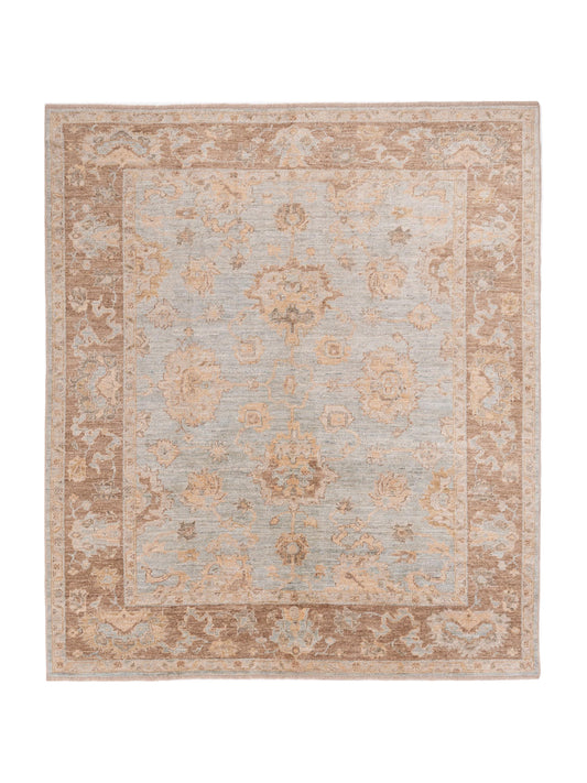 Authentic Angora Oushak Didem Ice Blue Traditional Hand Knotted Rug