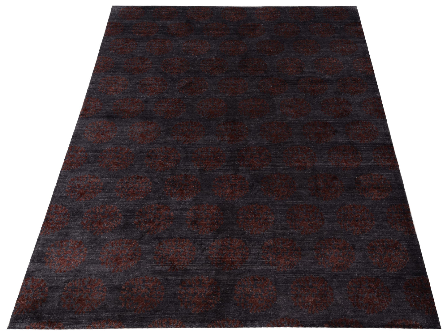 Siena Tibetino 119747 Charcoal Red Contemporary Hand Knotted Rug