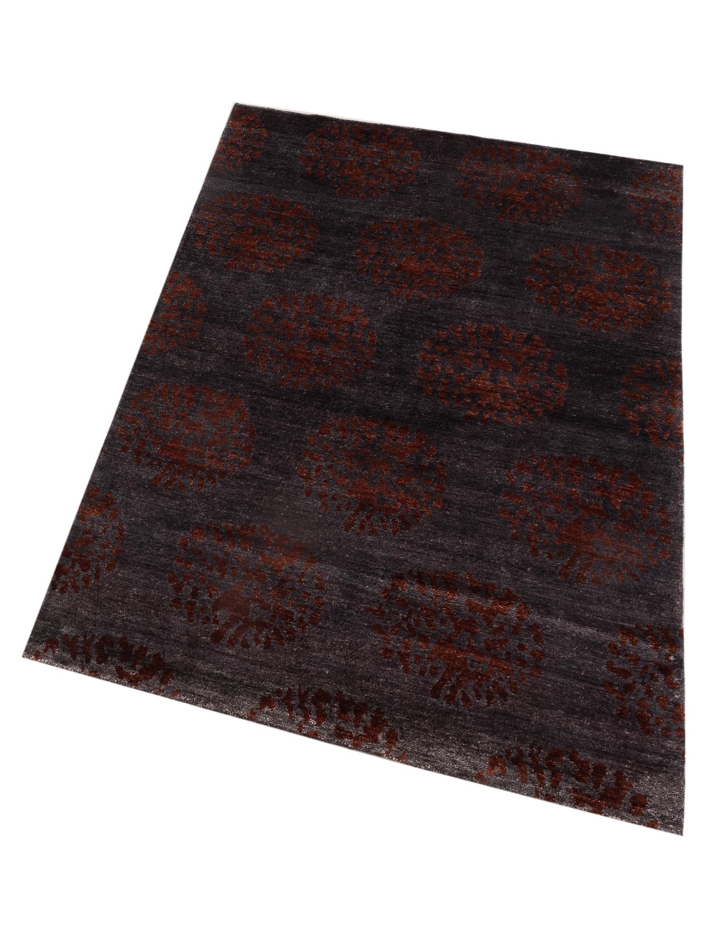 Siena Tibetino 120519 Charcoal Red Contemporary Hand Knotted Rug