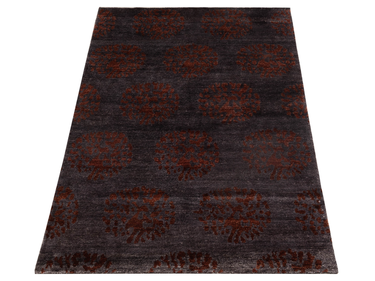 Siena Tibetino 120519 Charcoal Red Contemporary Hand Knotted Rug