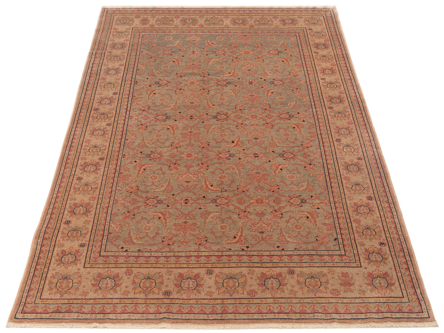 Pasha Antique Loom 120623 Silver Gold Transitional Hand Knotted Rug