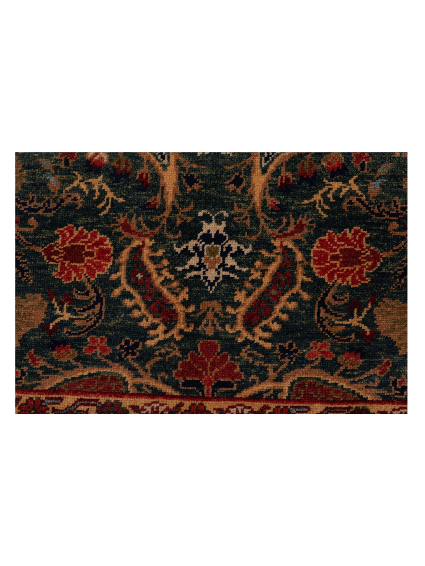 Pasha Antique Loom 120626 Teal Blue Red Transitional Hand Knotted Rug