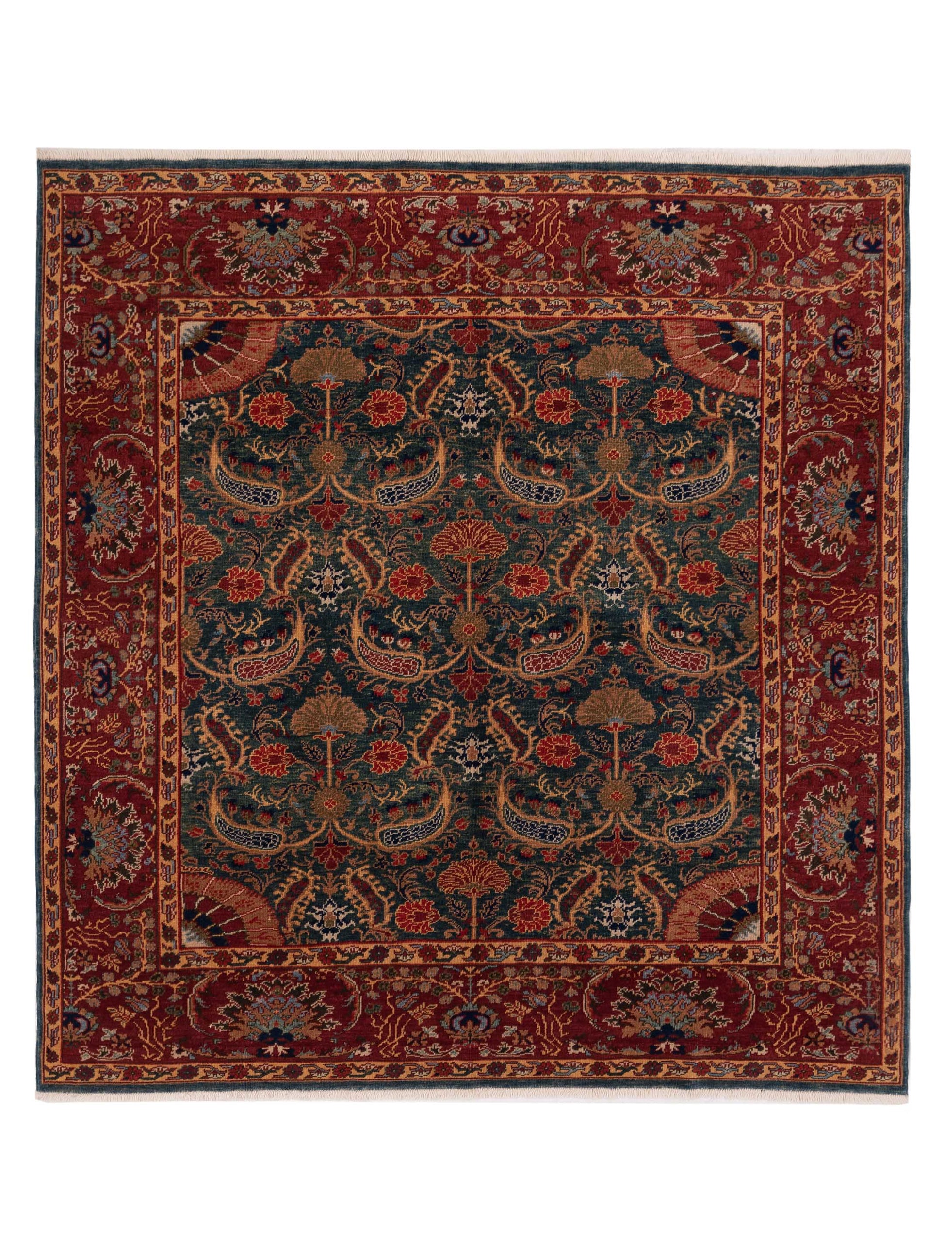 Pasha Antique Loom 120626 Teal Blue Transitional Hand Knotted Rug