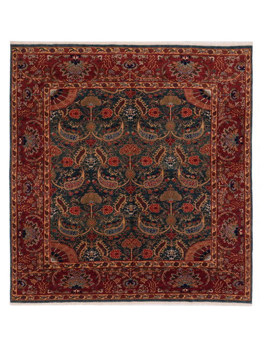 Pasha Antique Loom 120626 Teal Blue Transitional Hand Knotted Rug