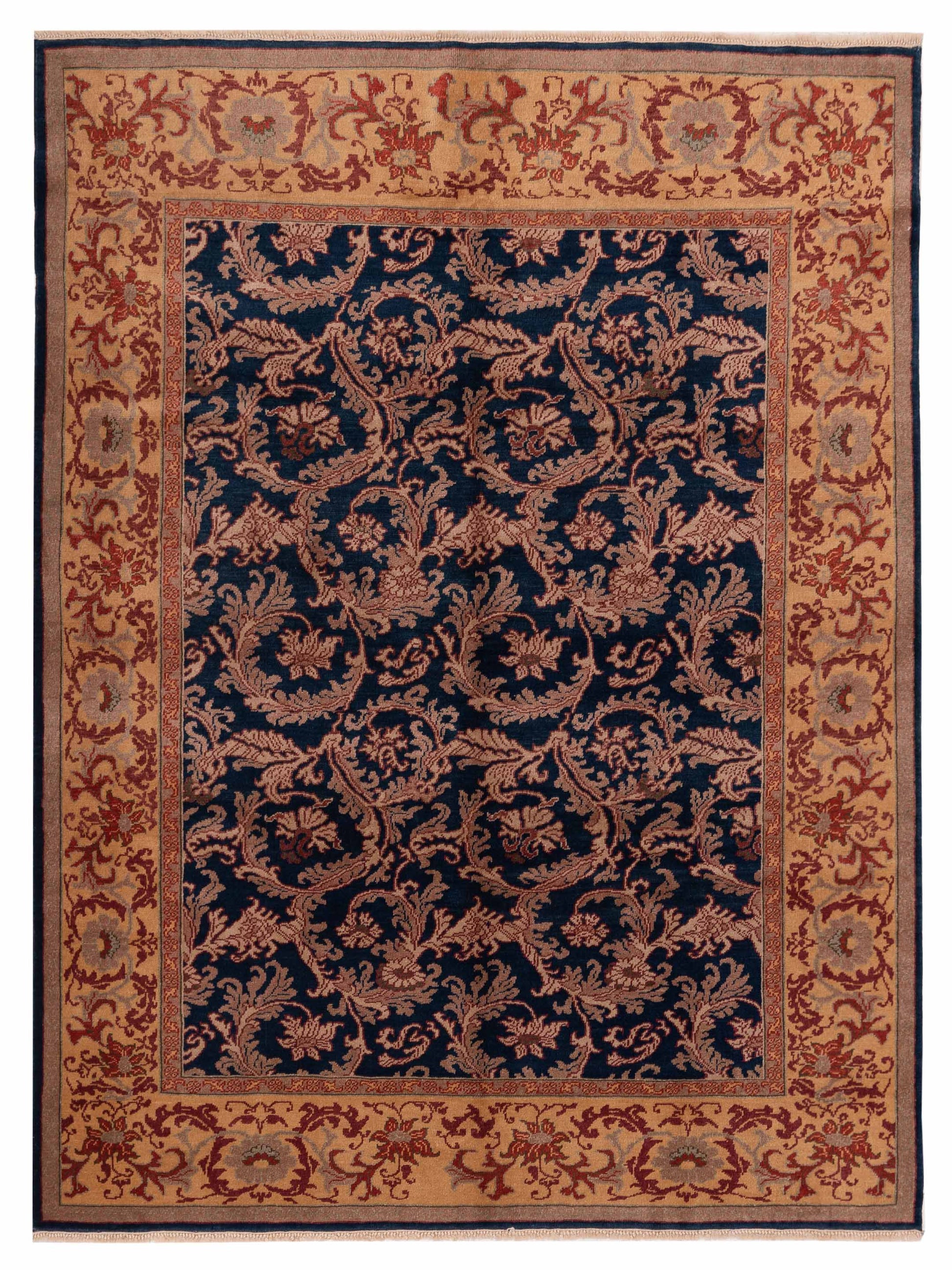 Pasha Antique Loom 120636 Navy Transitional Hand Knotted Rug