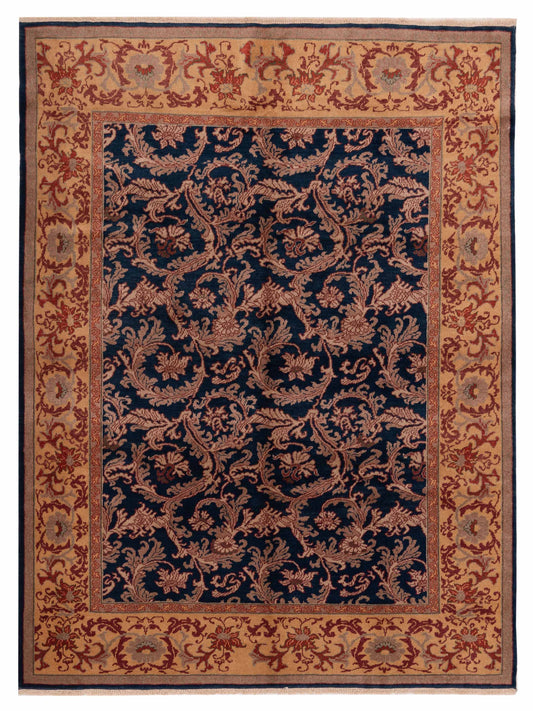 Pasha Antique Loom 120636 Navy Transitional Hand Knotted Rug