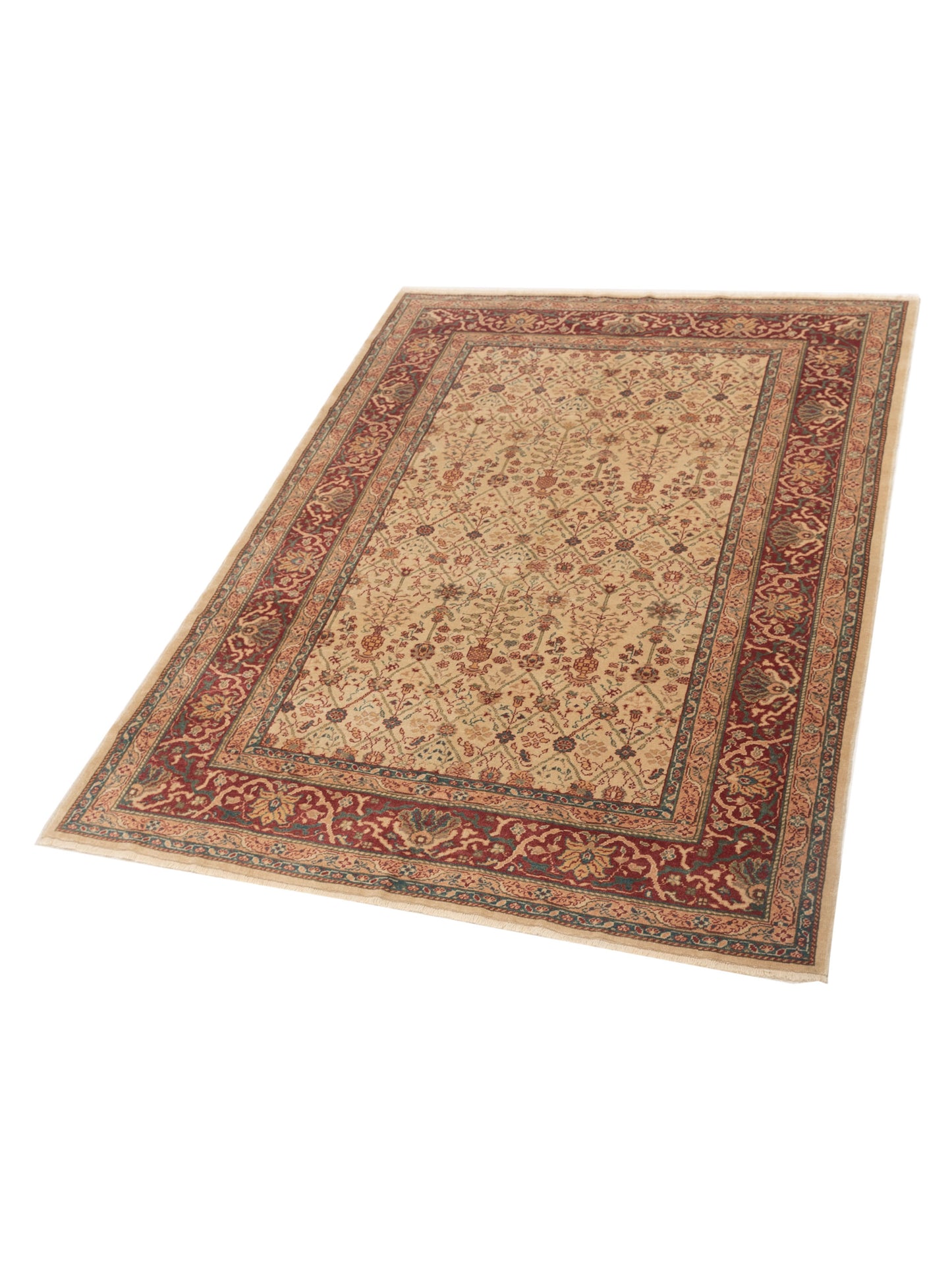 Pasha Antique Loom 120659 Beige Red Transitional Hand Knotted Rug