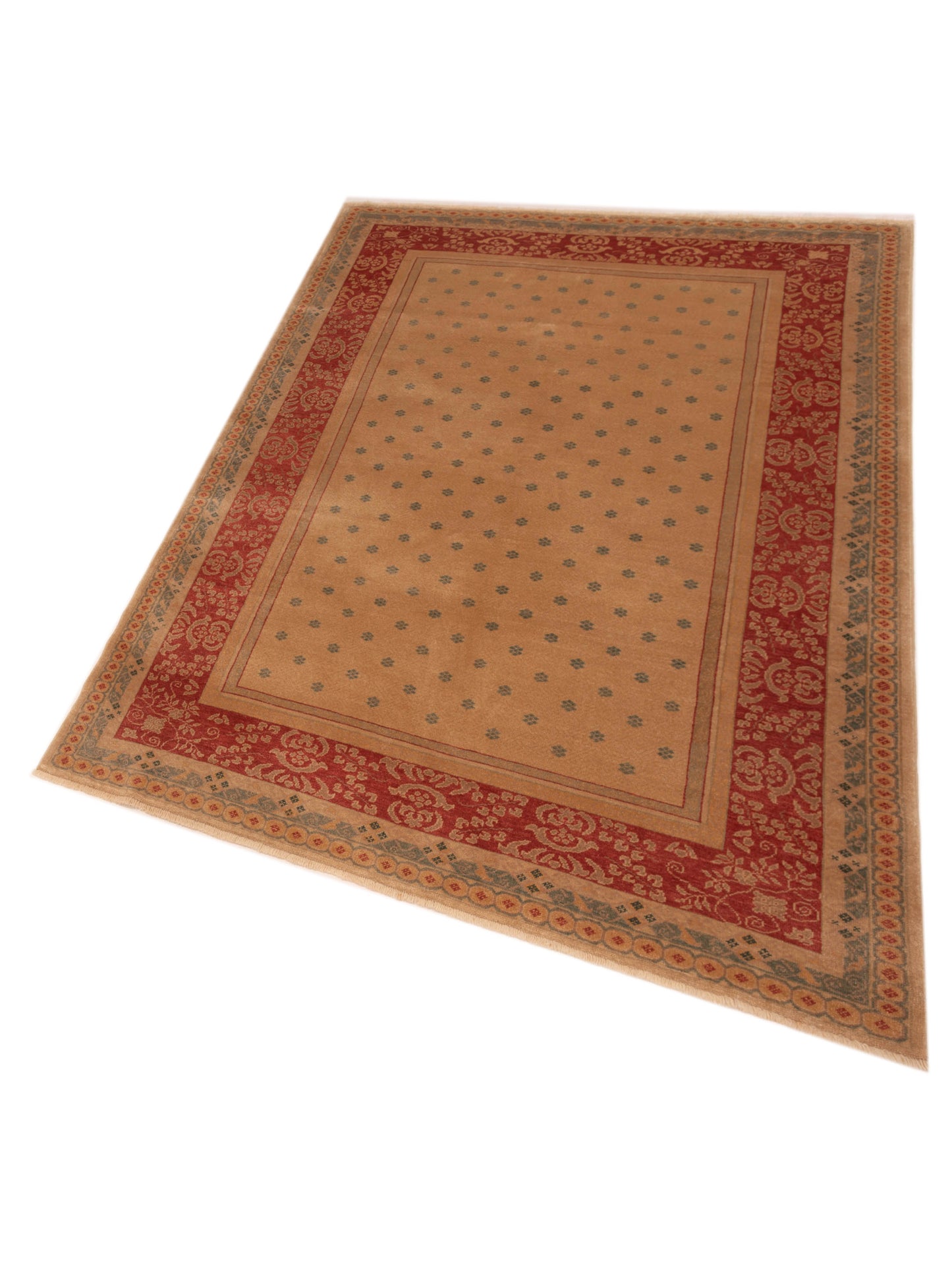 Pasha Antique Loom 120660 Cream Red Transitional Hand Knotted Rug