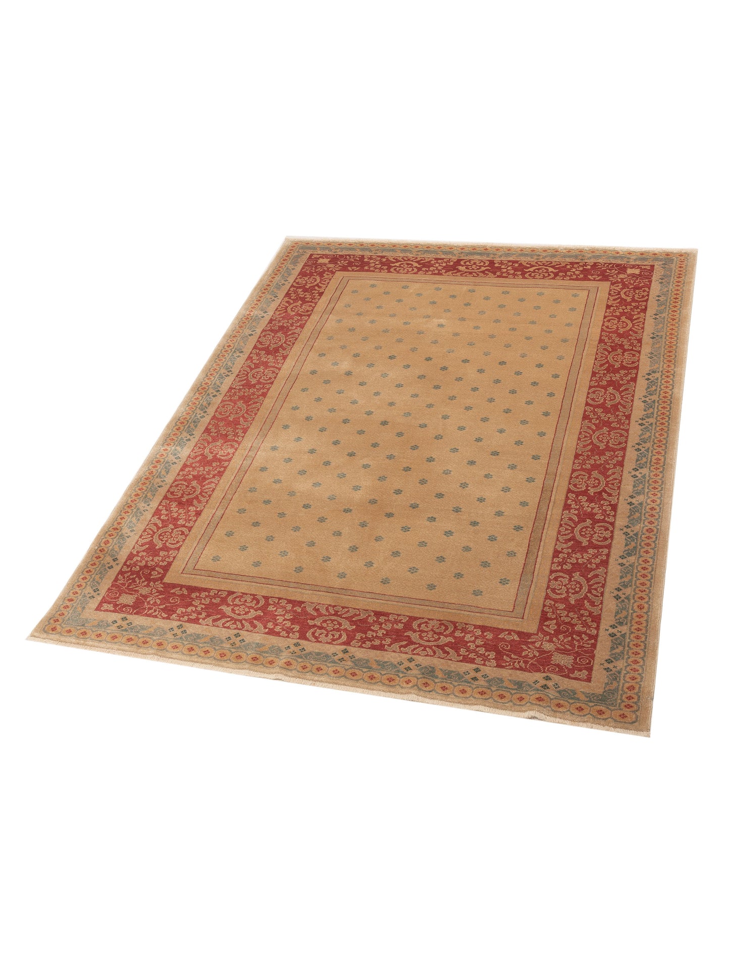 Pasha Antique Loom 120660 Cream Red Transitional Hand Knotted Rug