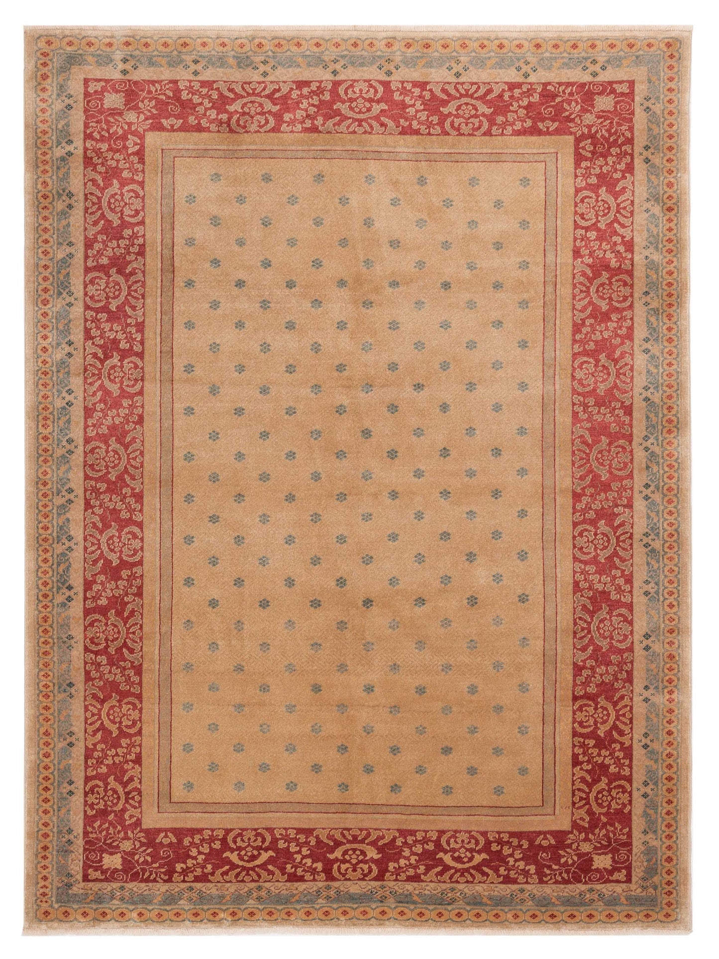 Pasha Antique Loom 120660 Cream Transitional Hand Knotted Rug