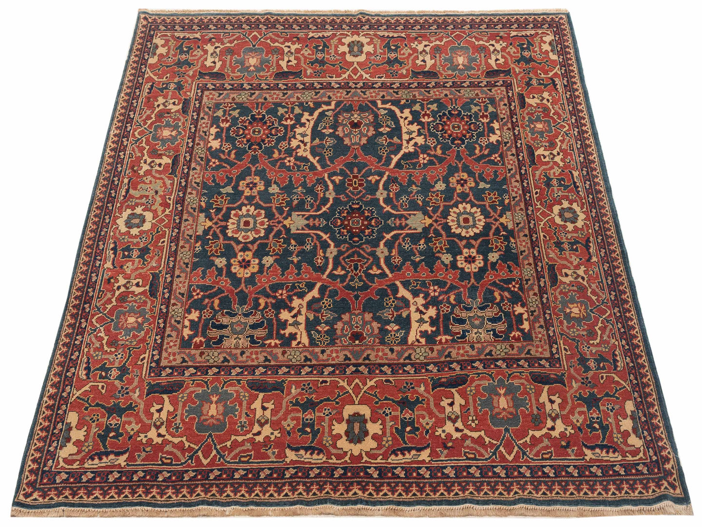 Pasha Antique Loom 120664 Blue Red Traditional Hand Knotted Rug