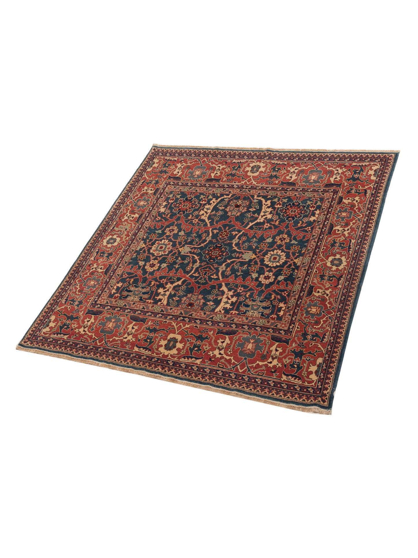 Pasha Antique Loom 120664 Blue Red Traditional Hand Knotted Rug